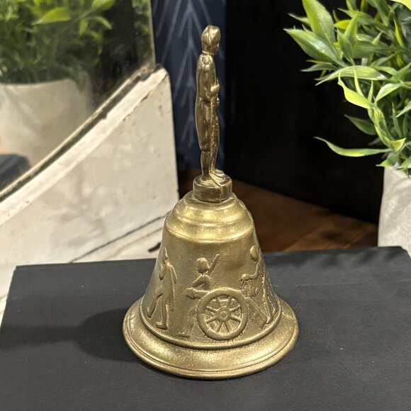 Vintage Brass Bell Depicting Napoleon Bonaparte Clapper Bell French Table Bell - Picture 3 of 10